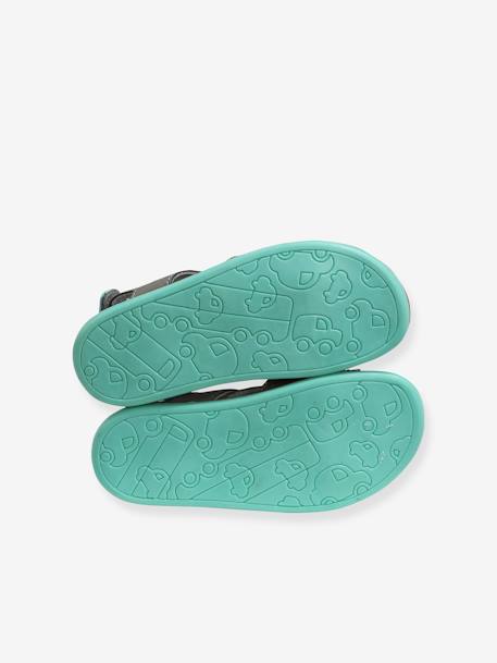 Jungen Sandalen, Klett und elastische Schnürung blau+grau 10