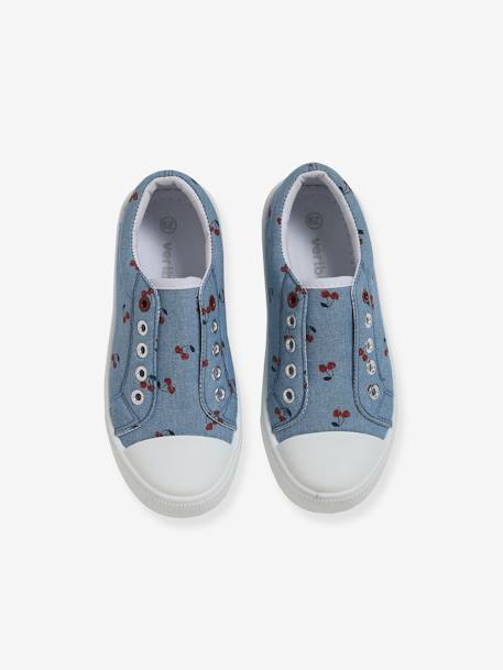 Mädchen Stoff-Sneakers mit Gummizug - blau/kirschen+hellblau - 5