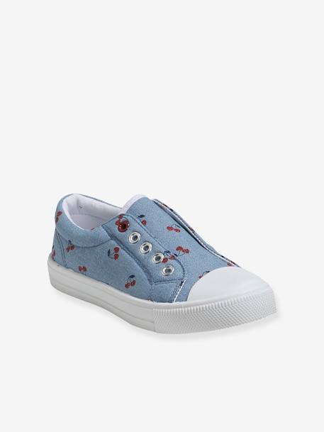 Mädchen Stoff-Sneakers mit Gummizug blau/kirschen 2