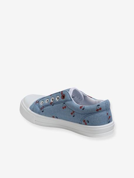 Mädchen Stoff-Sneakers mit Gummizug - blau/kirschen+hellblau - 4