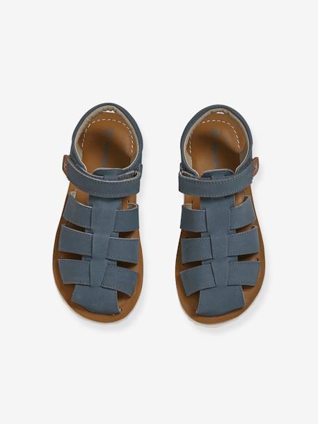 Jungen Klett-Sandalen blau+camelfarben 4