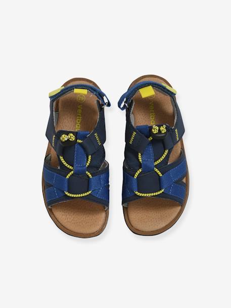 Jungen Sandalen, Klett und elastische Schnürung - blau+grau+khaki - 4