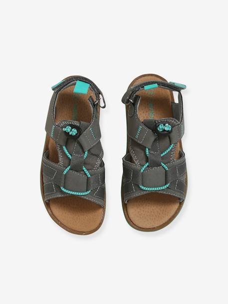 Jungen Sandalen, Klett und elastische Schnürung blau+grau 9