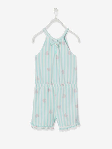 Kurzer Mädchen Jumpsuit, Frottee hellblau/weiß gestreift 3