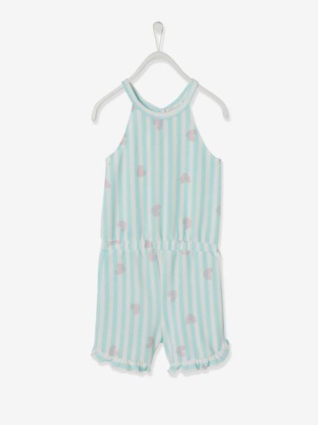 Kurzer Mädchen Jumpsuit, Frottee hellblau/weiß gestreift 2