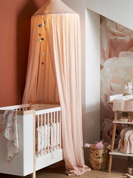 Kinderzimmer Betthimmel aus Musselin, 300cm - hellbeige+zartrosa - 6