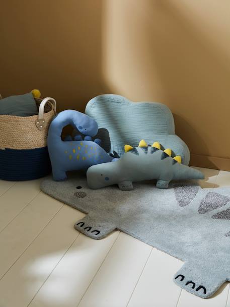 2er-Set Kinder Kissen KLEINER DINO khaki+blau 4