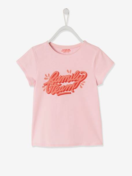 vertbaudet x Studio Jonesie: Mädchen T-Shirt FAMILY TEAM, Bio-Baumwolle rosa 3