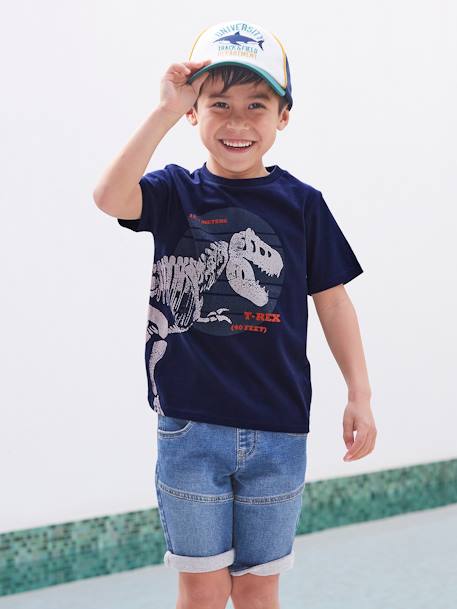 Jungen T-Shirt, Dinosaurier Oeko-Tex dunkelblau+mintgrün 4