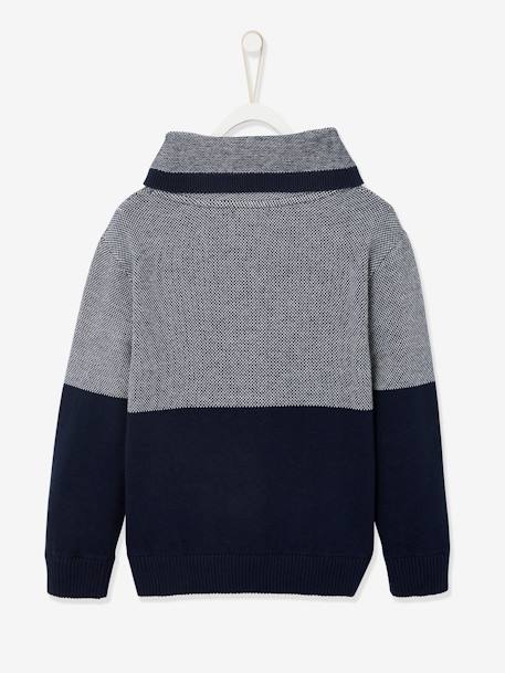 Jungen Pullover mit Kragen Oeko-Tex hellbraun+marine+nachtblau 9