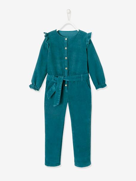 Mädchen Jumpsuit, Volants - dunkelgrün - 1