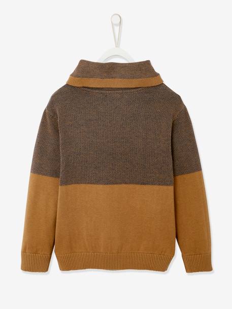 Jungen Pullover mit Kragen Oeko-Tex - hellbraun+nachtblau - 2