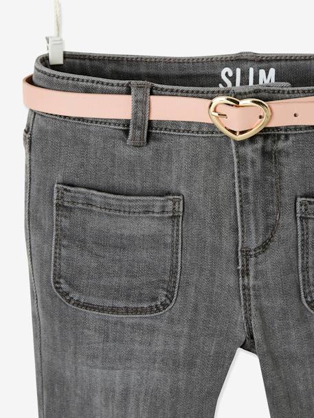 Die UNVERWÜSTLICHE, robuste Mädchen Jeans, Slim-Fit mit Gürtel, Bundweite verstellbar blue stone+grau 12