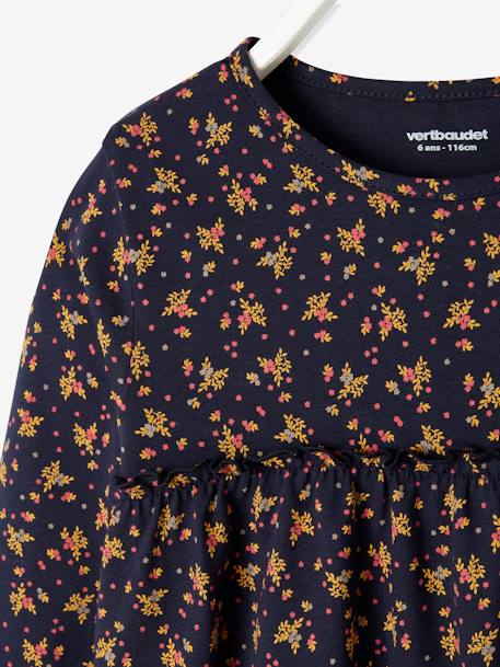 Mädchen Blusenshirt, Blumen Oeko-Tex nachtblau bedruckt 3