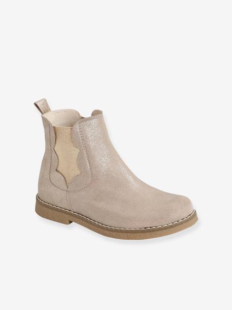 Mädchen Boots mit Reißverschluss, Glanzeffekt - altrosa+beige glanzeffekt+braun - 7