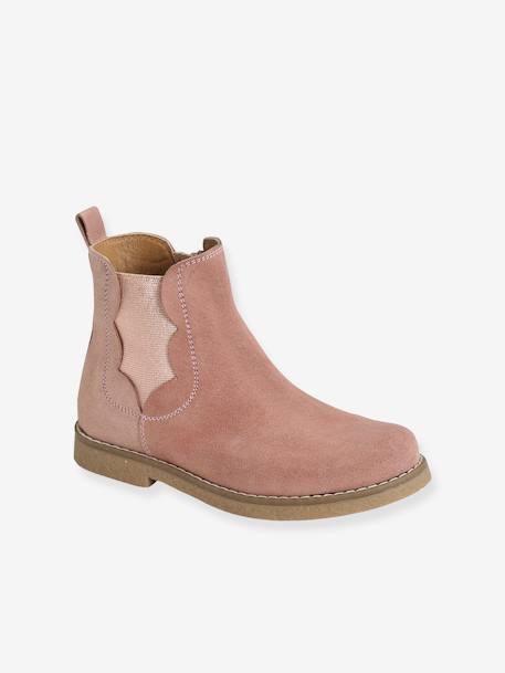 Mädchen Boots mit Reißverschluss, Glanzeffekt - altrosa+beige glanzeffekt+braun - 1