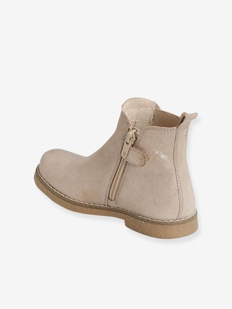 Mädchen Boots mit Reißverschluss, Glanzeffekt altrosa+beige glanzeffekt+braun+schwarz 9