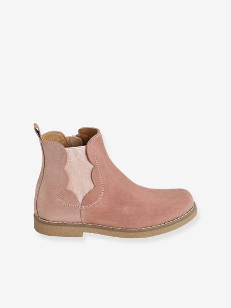 Mädchen Boots mit Reißverschluss, Glanzeffekt - altrosa+beige glanzeffekt+braun - 2