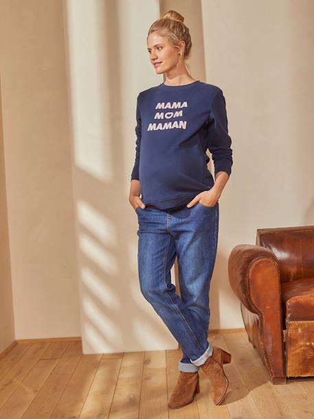 Sweatshirt für Schwangerschaft & Stillzeit, Schriftzug Oeko-Tex - nachtblau - 10