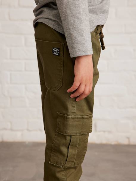 Jungen Cargohose mit Dehnbund Oeko-Tex dunkelkhaki+eisblau+graubeige 12