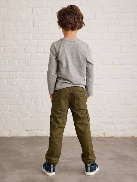 Jungen Cargohose mit Dehnbund Oeko-Tex, Bundweite verstellbar dunkelkhaki+eisblau+graubeige 10