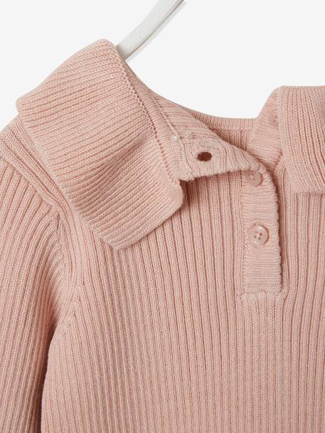 Baby Pullover mit Kragen Oeko-Tex bronze+rosa 8