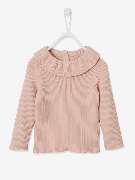 Baby Pullover mit Kragen Oeko-Tex - bronze+rosa - 5