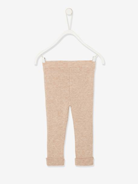 Baby Strick-Leggings Oeko-Tex beige+graugrün+pudrig rosa 2