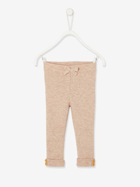 Baby Strick-Leggings Oeko-Tex beige+graugrün 1