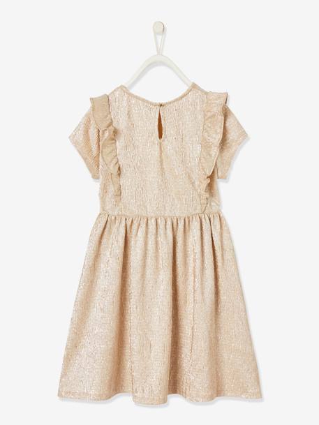 Festliches Mädchen Kleid beige glanzeffekt+hellrosa 3