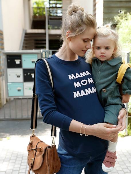 Sweatshirt für Schwangerschaft & Stillzeit, Schriftzug Oeko-Tex nachtblau 2