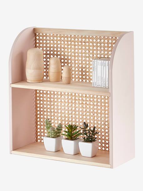 Kinderzimmer Wandregal mit Rattan POESIE rosa/natur 2