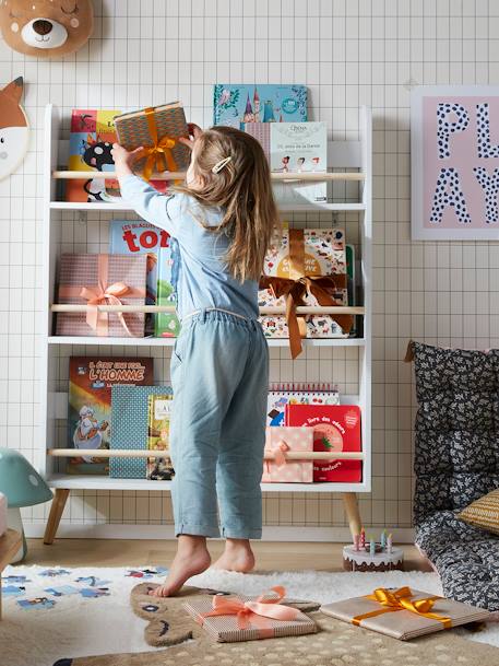 Schmales Kinderzimmer Bücherregal KONFETTI - weiß/natur - 6