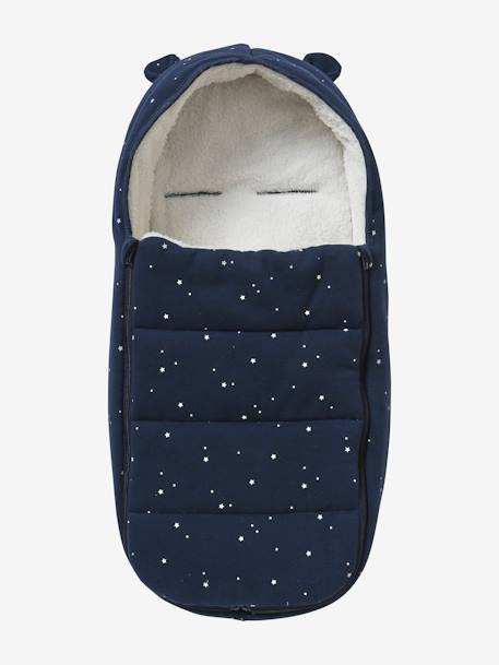 Sweat-Fußsack für Kinderwagen & Babyschale - dunkelblau polarstern - 1