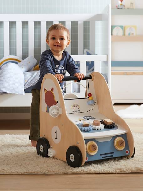 Baby Lauflernwagen mit Bremse, Holz FSC® mehrfarbig 1