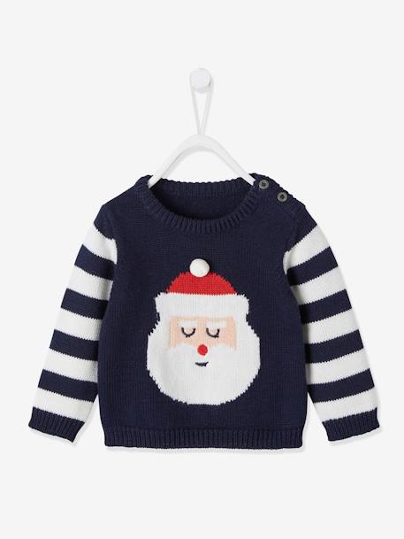 Baby Pullover, Weihnachtsmann Oeko-Tex nachtblau 1