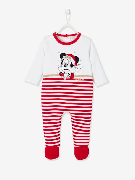 Baby Weihnachts-Strampler Disney MINNIE MAUS - weiß/rot gestreift - 1