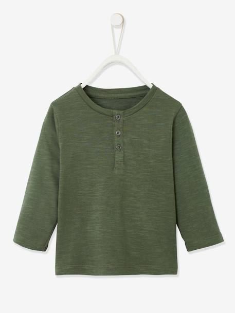 Jungen Baby Henley-Shirt BASIC, personalisierbar Oeko-Tex dunkelgrün+nachtblau+pfirsich 1