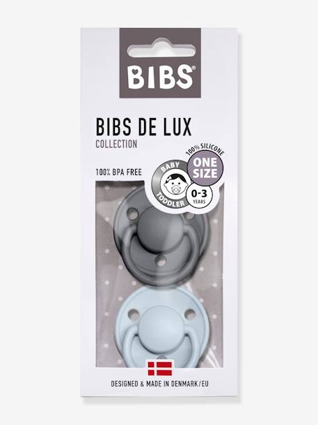 2er-Pack Beruhigungssauger DE LUX BIBS, Silikon grau+blau+wollweiß+pfirsich+ziegel+pfirsich 1