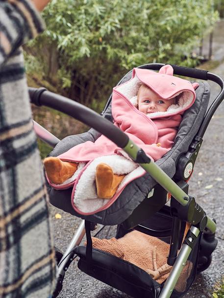 Baby Sweat-Einschlagdecke, Plüschfutter, personalisierbar nachtblau+rosa 12