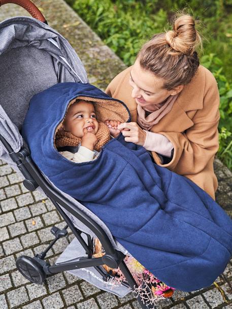 Sweat-Fußsack für Kinderwagen Oeko-Tex - grau meliert+nachtblau - 6