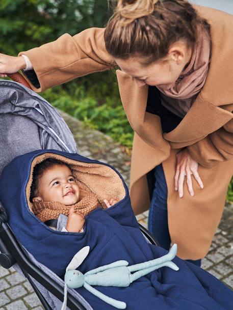 Sweat-Fußsack für Kinderwagen Oeko-Tex grau meliert+nachtblau 9