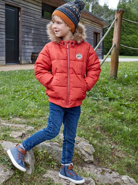 Jungen Steppjacke mit Kapuze, Recycling-Polyester - orange - 2