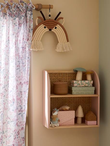 Kinderzimmer Wandregal mit Rattan POESIE rosa/natur 3