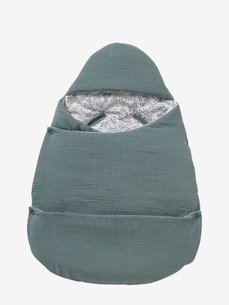 2-in-1 Baby Ausfahrsack/Wickelunterlage, Musselin, personalisierbar - aqua - 1