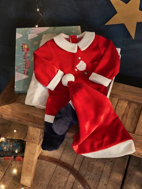 Baby Weihnachts-Geschenkset: Strampler & Mütze - rot/weiß weihnachtsmann - 1