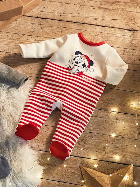 Baby Weihnachts-Strampler Disney MINNIE MAUS - weiß/rot gestreift - 6