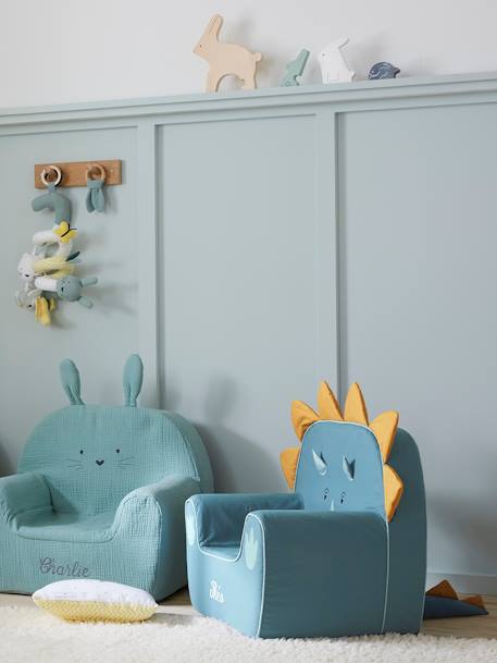 Kinderzimmer Sessel in Dino-Form, Triceratops, personalisierbar - blau/karamell - 8