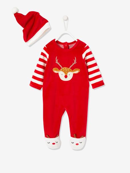 Baby Weihnachts-Geschenkset: Strampler & Mütze - rot/weiß rentier - 5