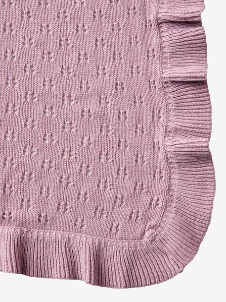 Baby Strickdecke PROVENCE, Pointelle-Muster violett 4